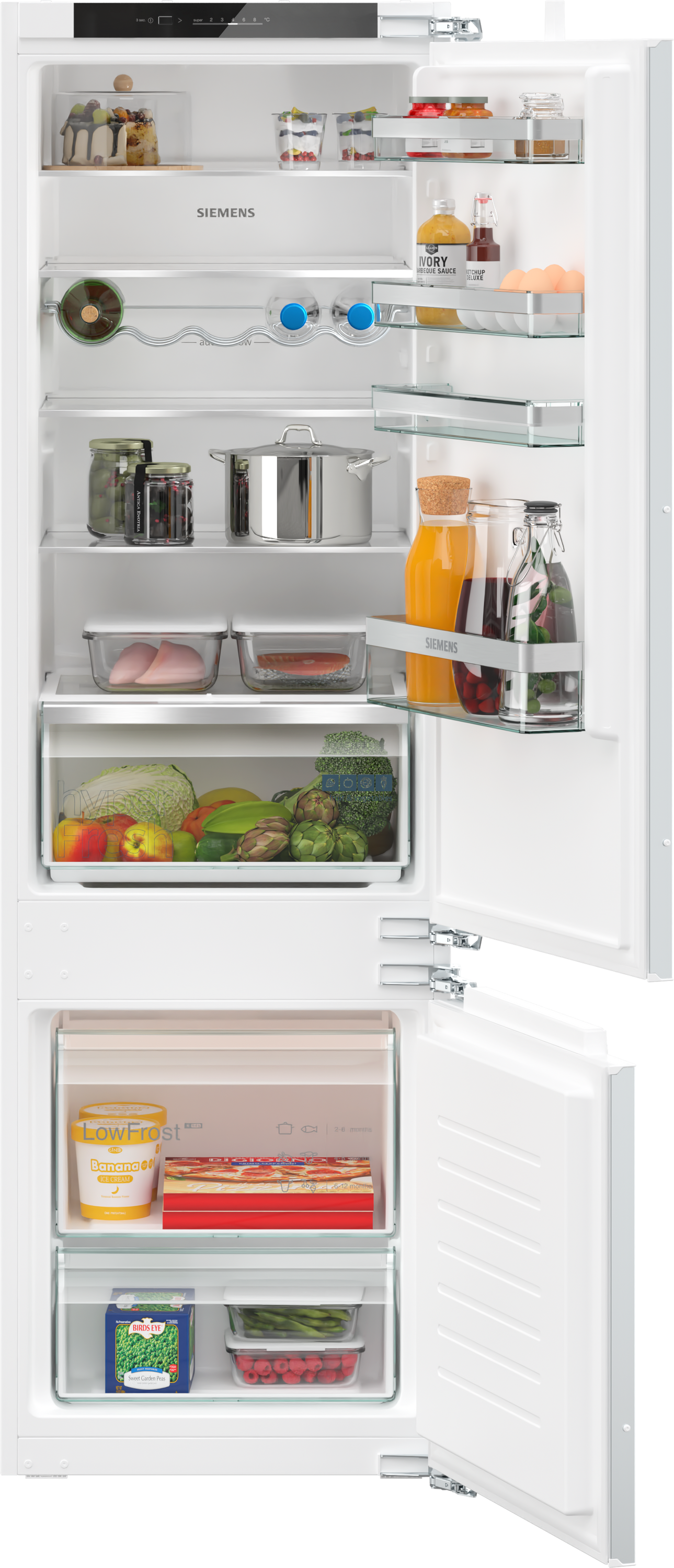 iQ300, Einbau-Kühl-Gefrier-Kombination mit Gefrierbereich unten, 177.2 x 54.1 cm, Flachscharnier, KI87VVFE1