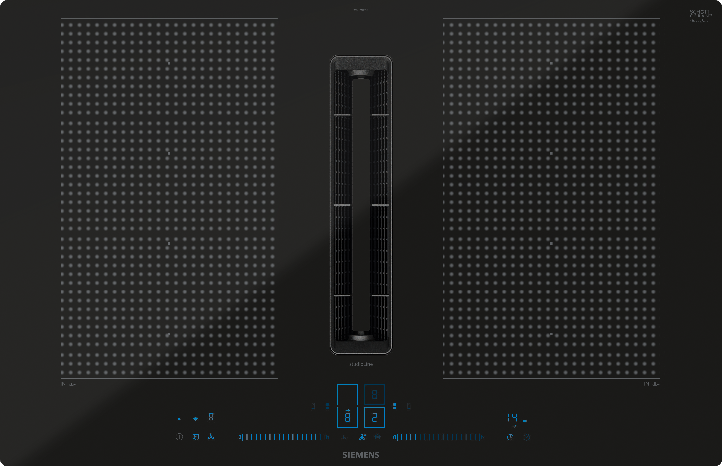 iQ700, Kochfeld mit Dunstabzug (Induktion), 80 cm, flächenbündig (integriert), EX800NX68E