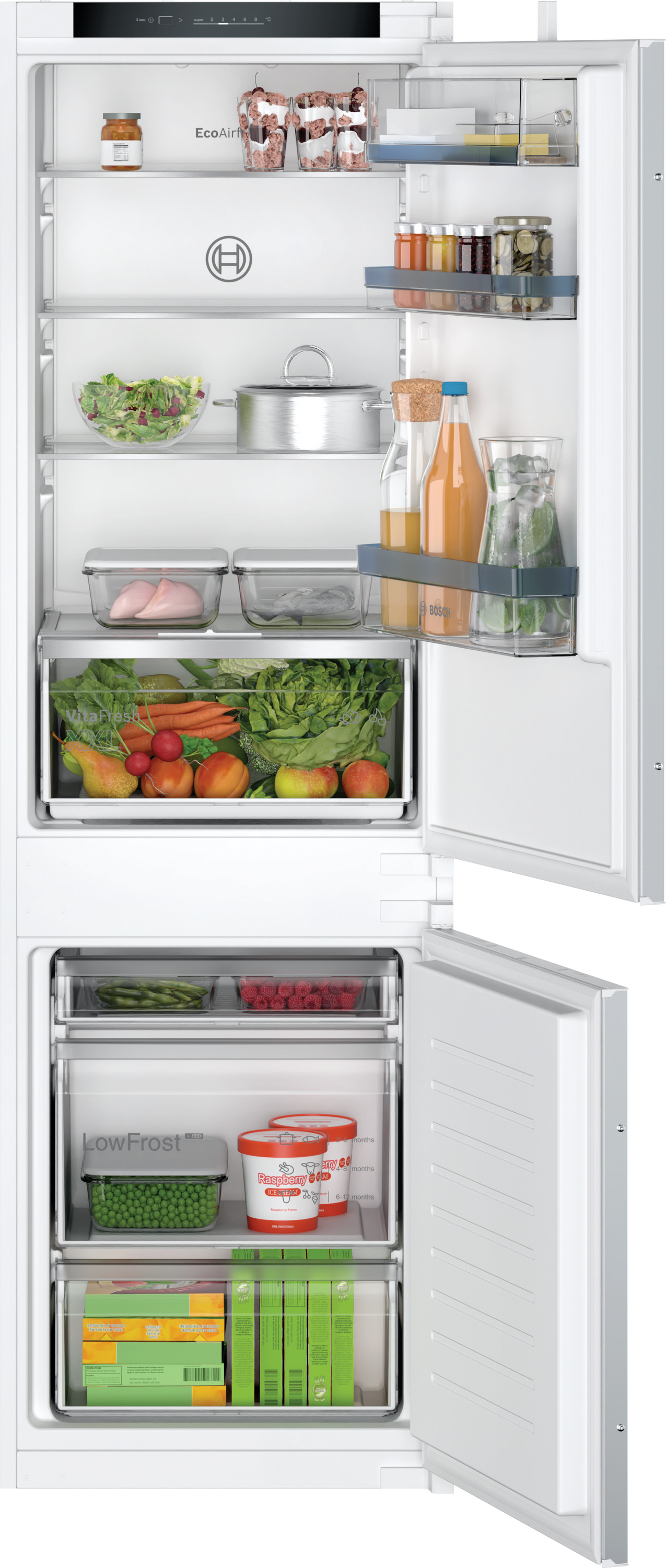 Serie 4, Einbau-Kühl-Gefrier-Kombination mit Gefrierbereich unten, 177.2 x 54.1 cm, Schleppscharnier, KIV86VSE0