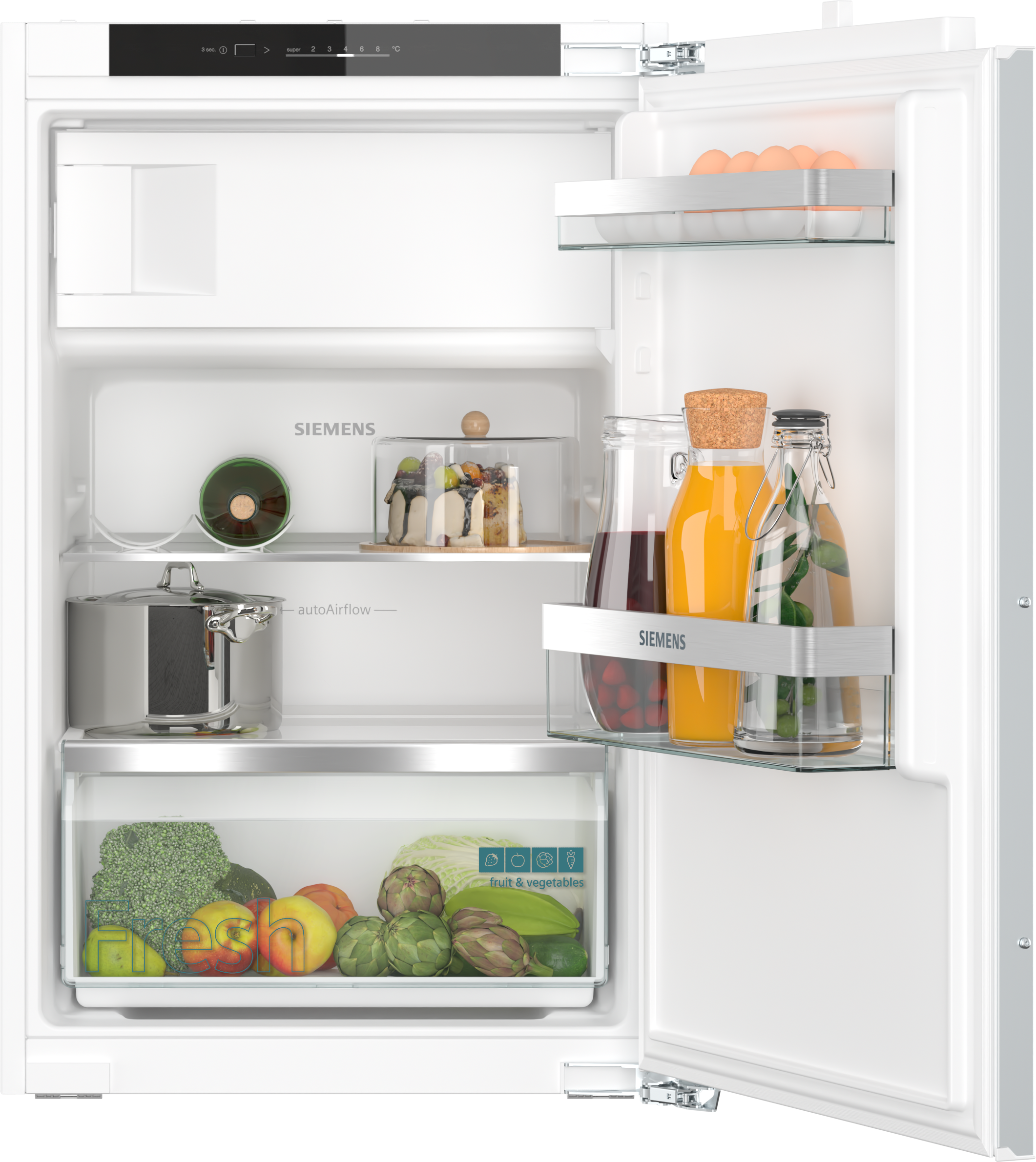 iQ300, Einbau-Kühlschrank mit Gefrierfach, 88 x 56 cm, Flachscharnier, KI22LVFE0