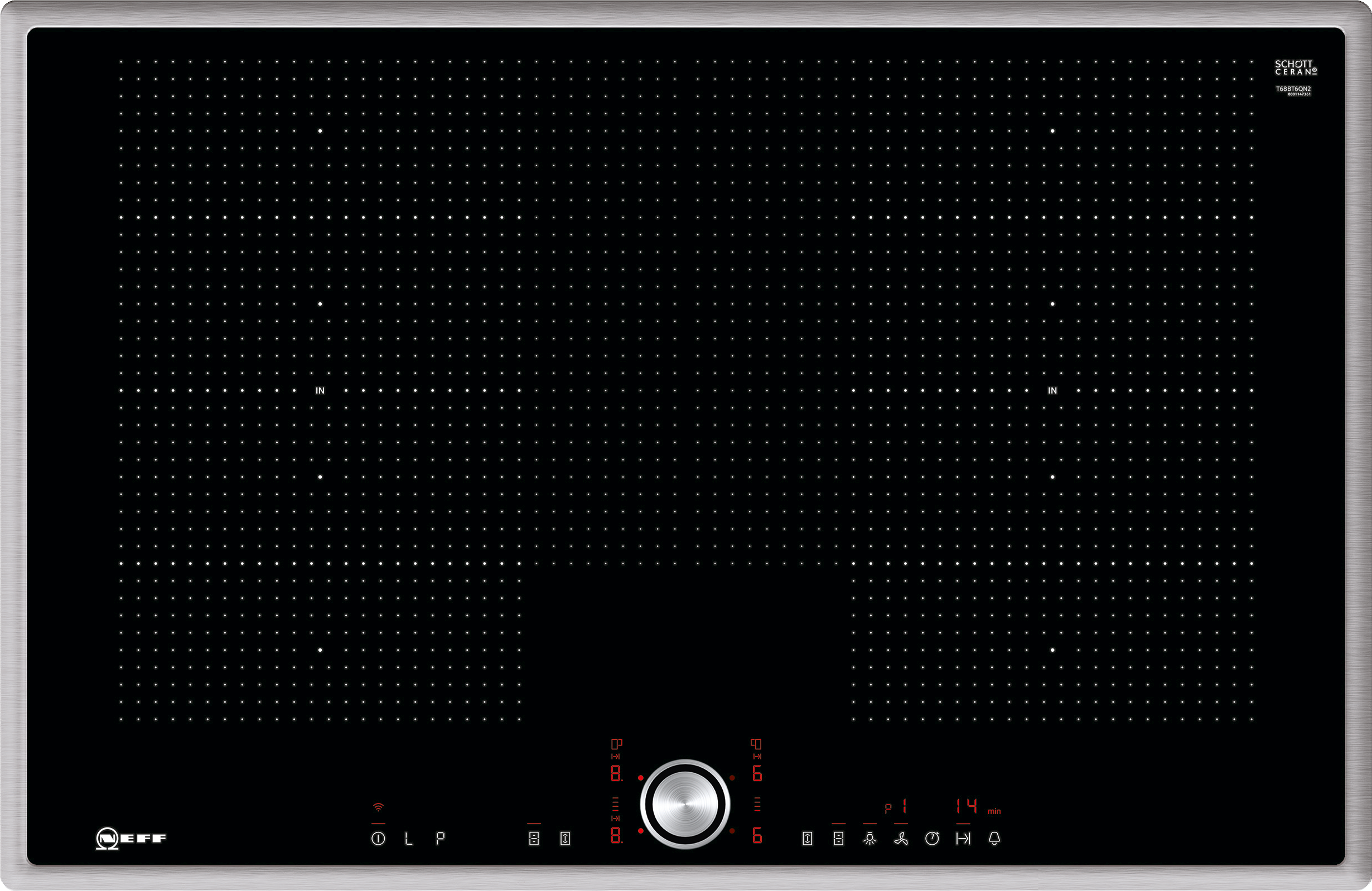 N 70, Induktionskochfeld, 80 cm, Mit Rahmen aufliegend, T68BT6QN2