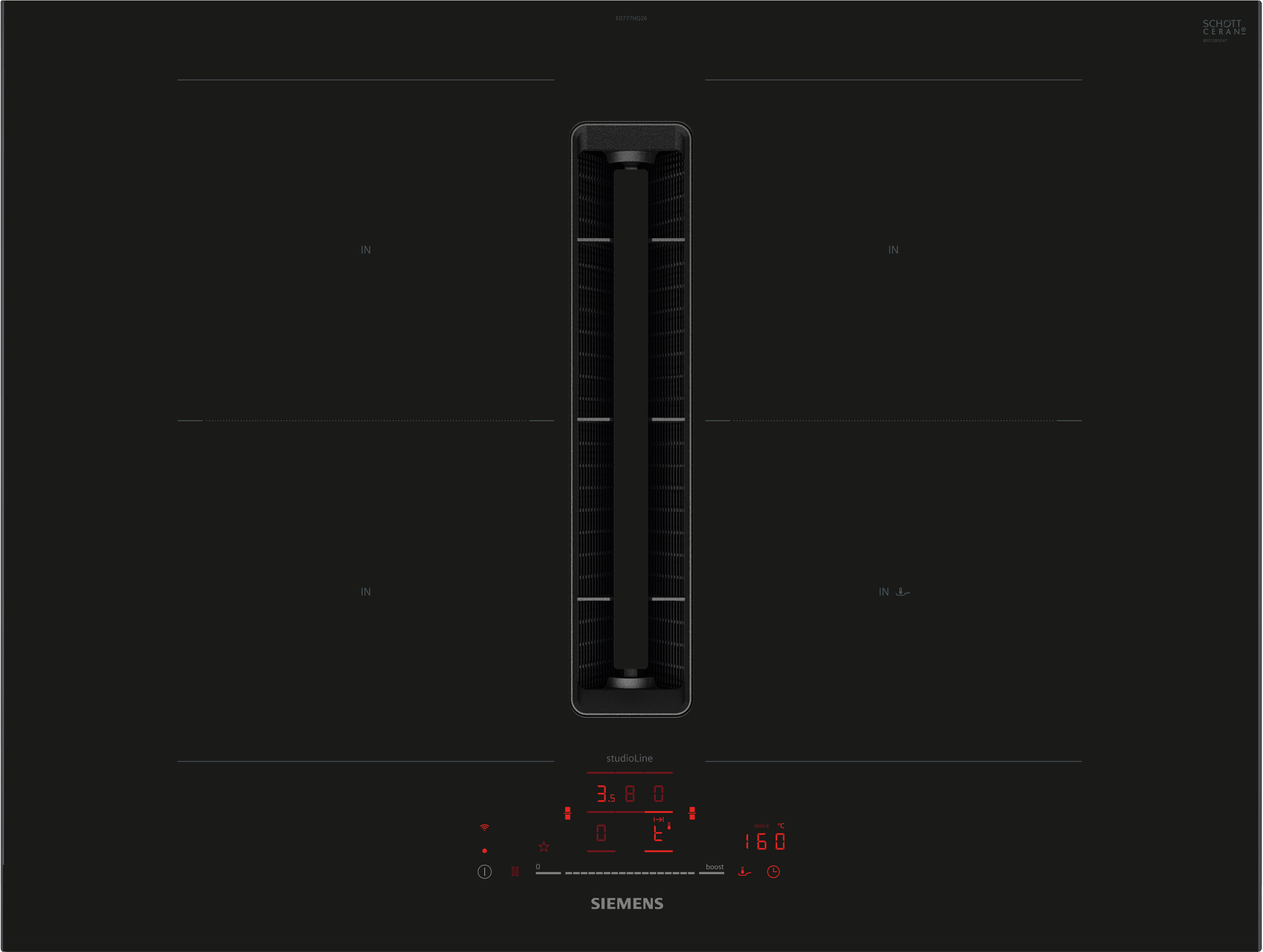 iQ500, Kochfeld mit Dunstabzug (Induktion), 70 cm, Mit Rahmen aufliegend, ED777HQ26E