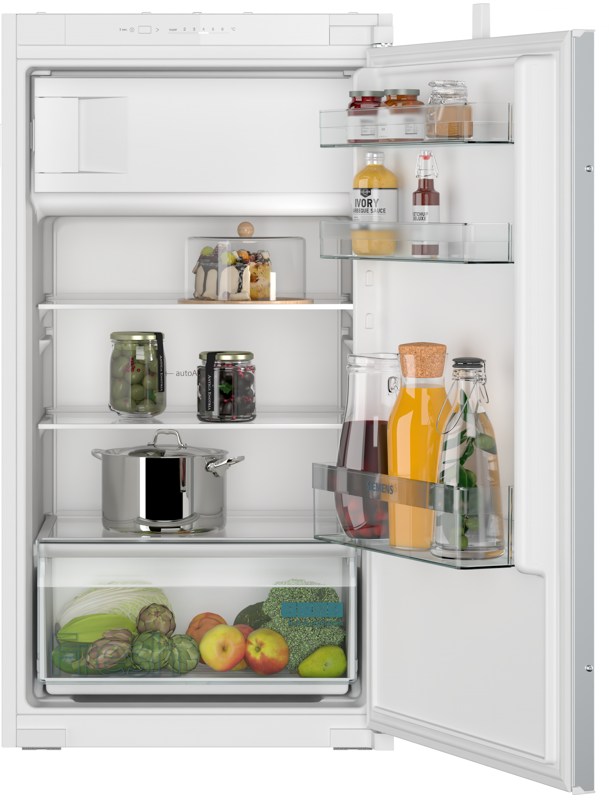 iQ100, Einbau-Kühlschrank mit Gefrierfach, 102.5 x 56 cm, Schleppscharnier, KI32LNSE0