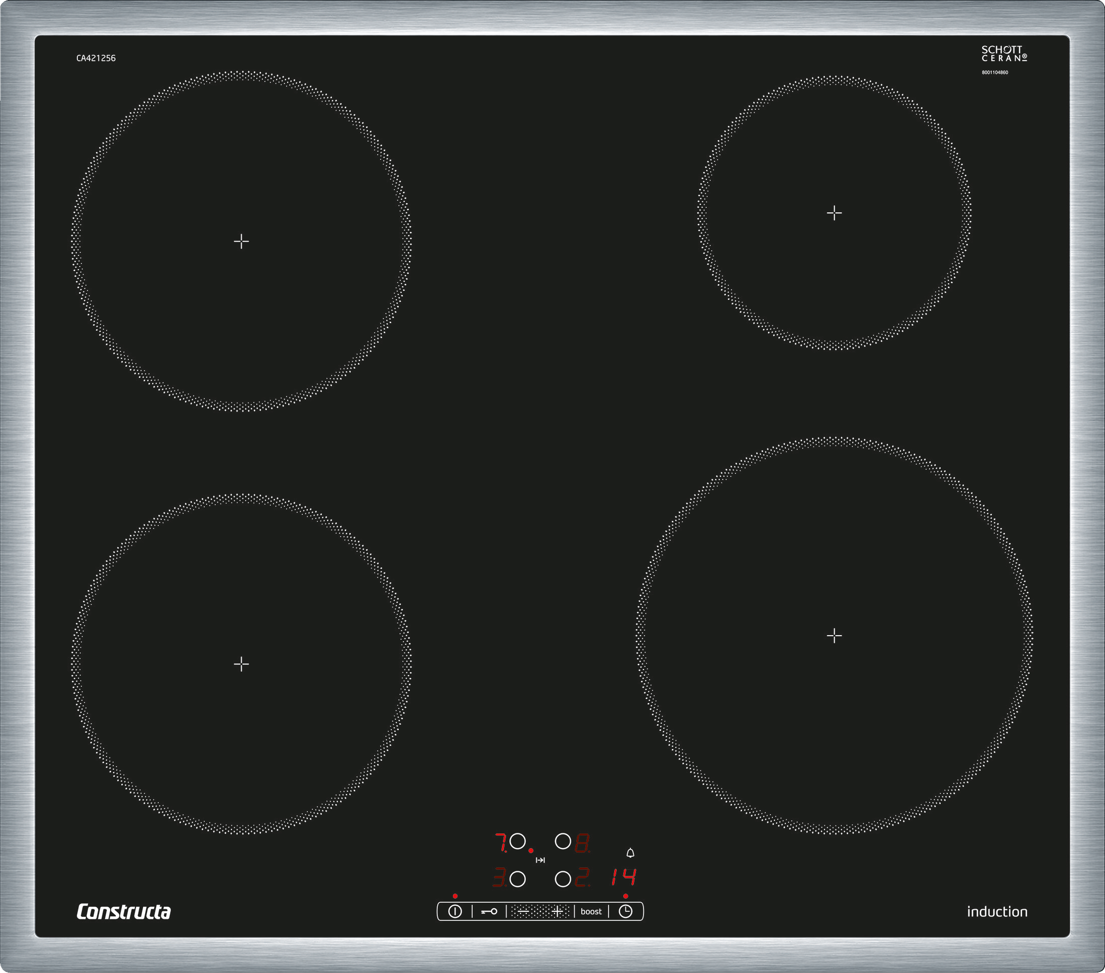 Induktionskochfeld, 60 cm, Schwarz, Mit Rahmen aufliegend, CA421256