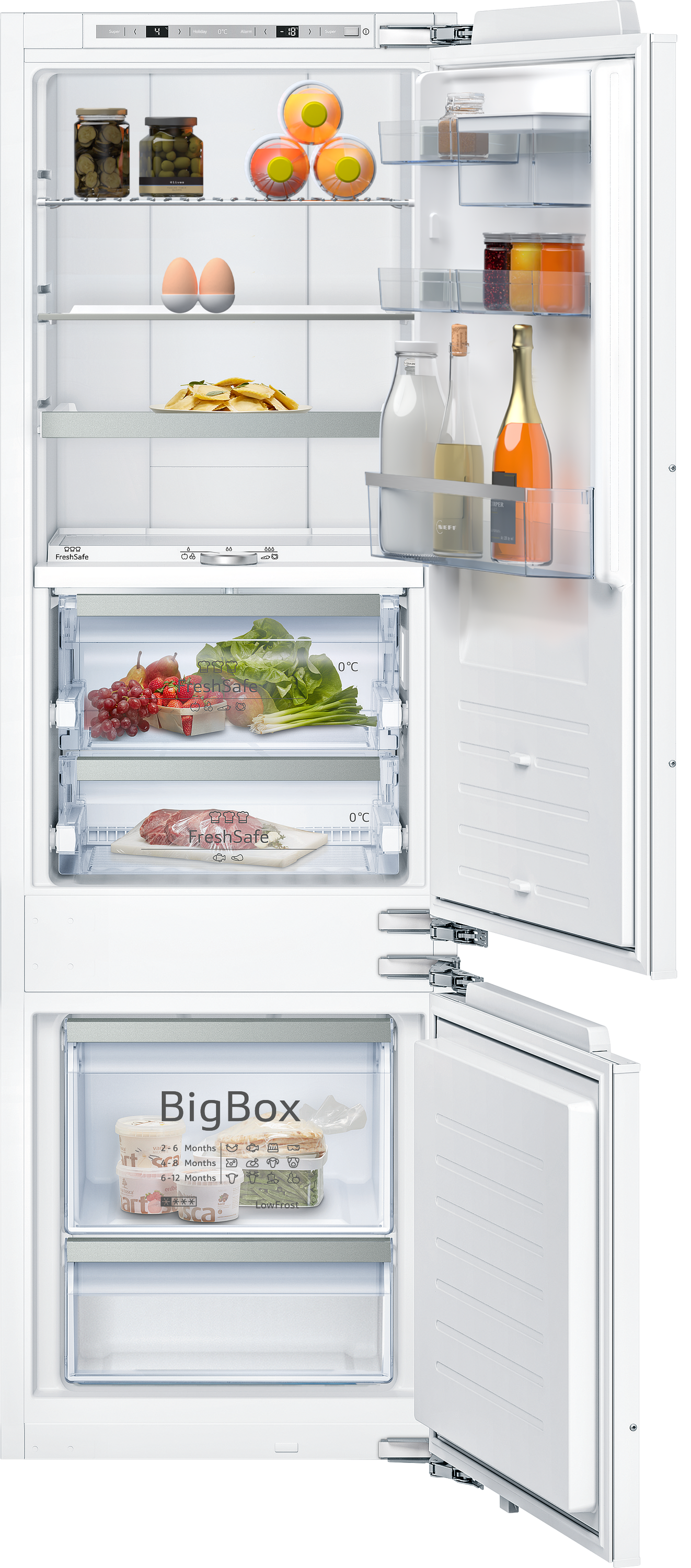 N 90, Einbau Kühl-Gefrierkombination mit Gefrierfach unten, 177.2 x 55.8 cm, Flachscharnier mit Softeinzug, KI8876DD0