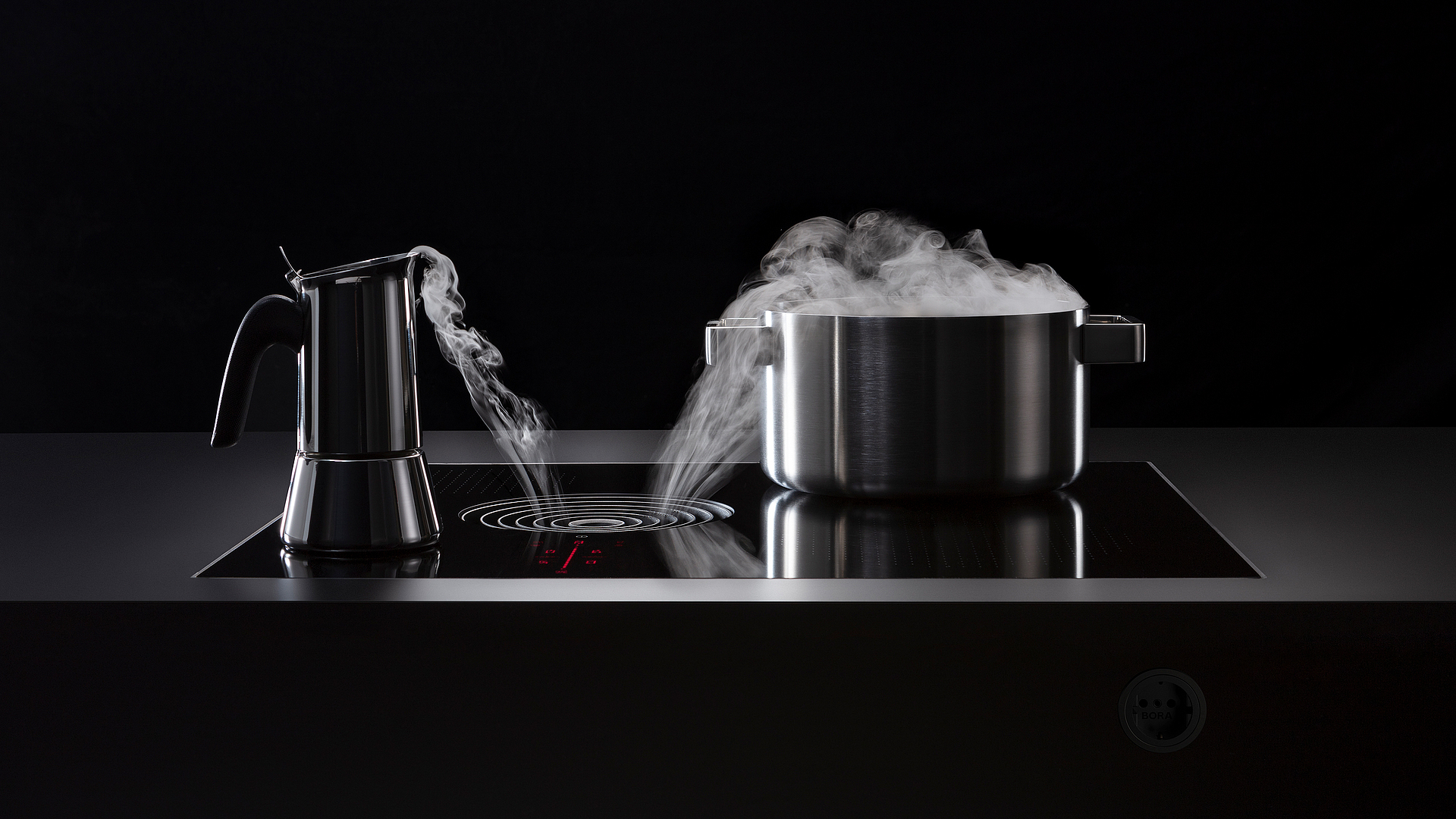 BORA S Pure Induktions-Kochfeld mit integriertem Kochfeldabzug