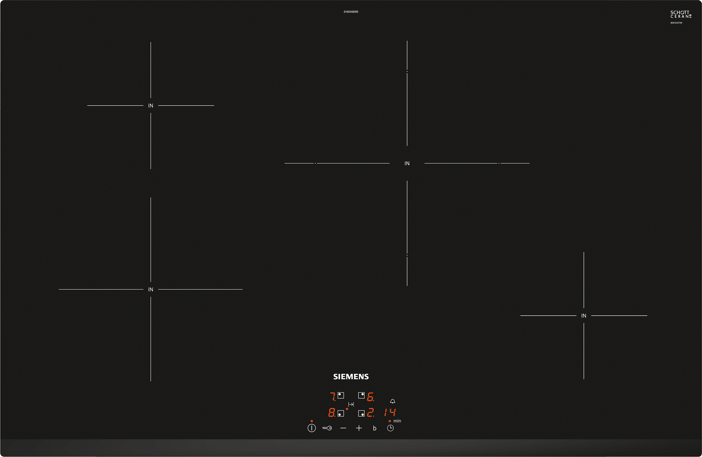 iQ100 Induktionskochfeld 80 cm Schwarz, EH83KBEB5E, Rahmenlos aufliegend (Aus der Ausstellung) 