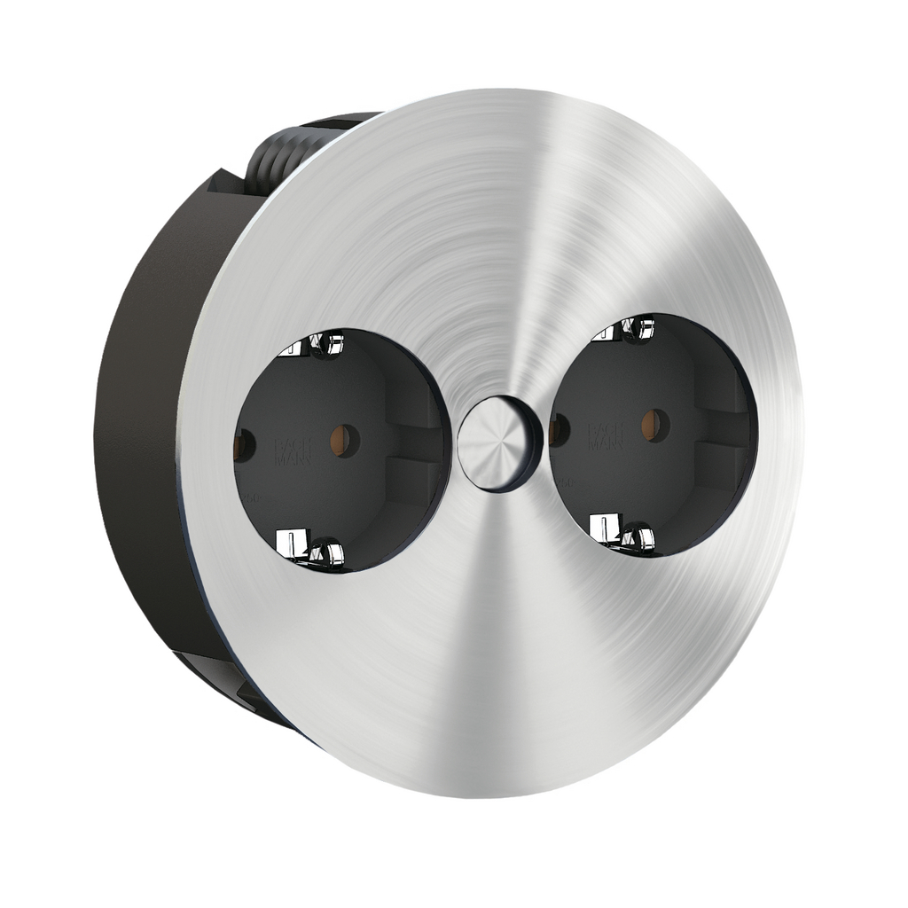 Bachmann Tisch­steck­do­se 931.000 Twist, 2-fach, silber