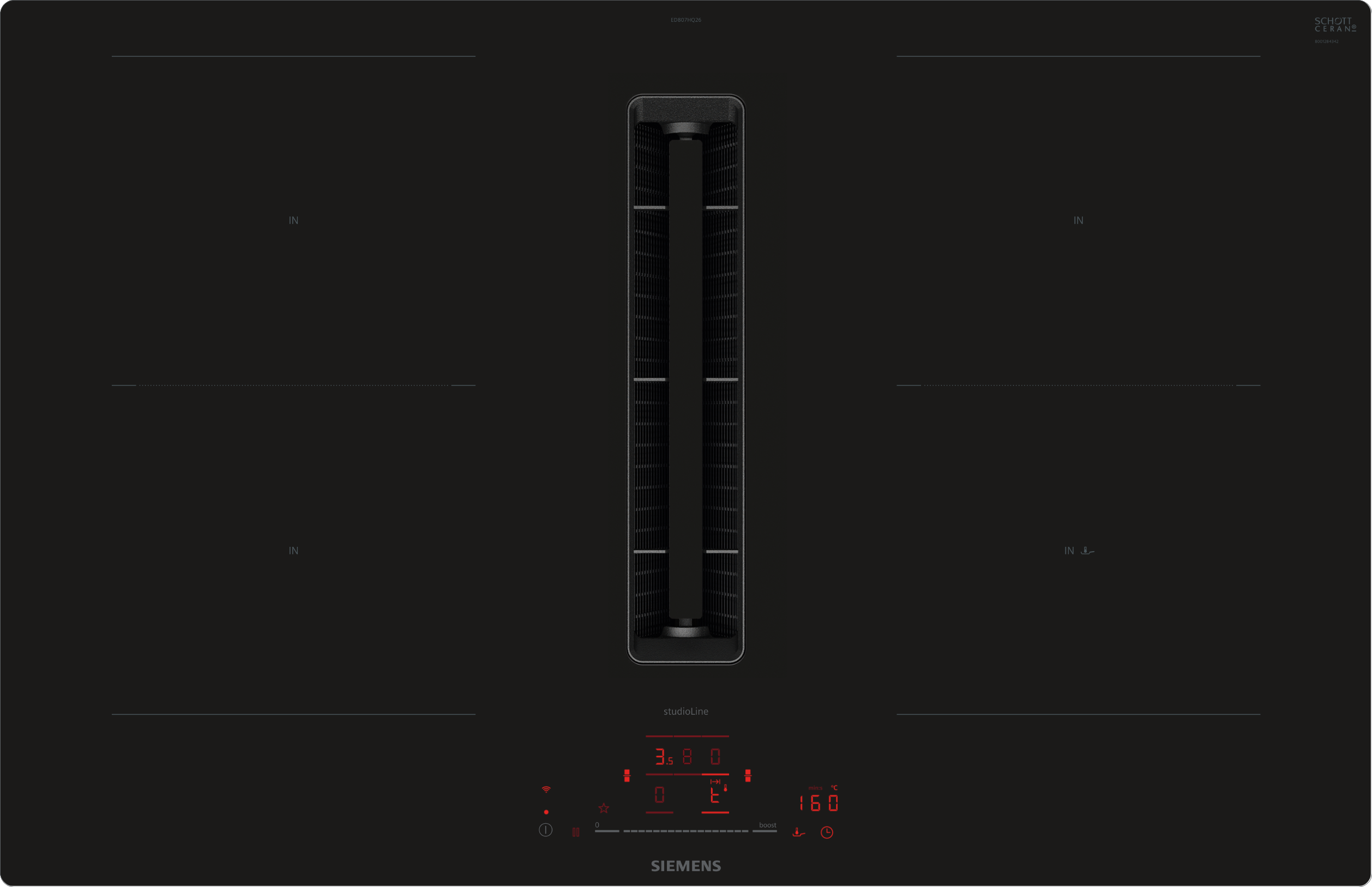 iQ500, Kochfeld mit Dunstabzug (Induktion), 80 cm, flächenbündig (integriert), ED807HQ26E