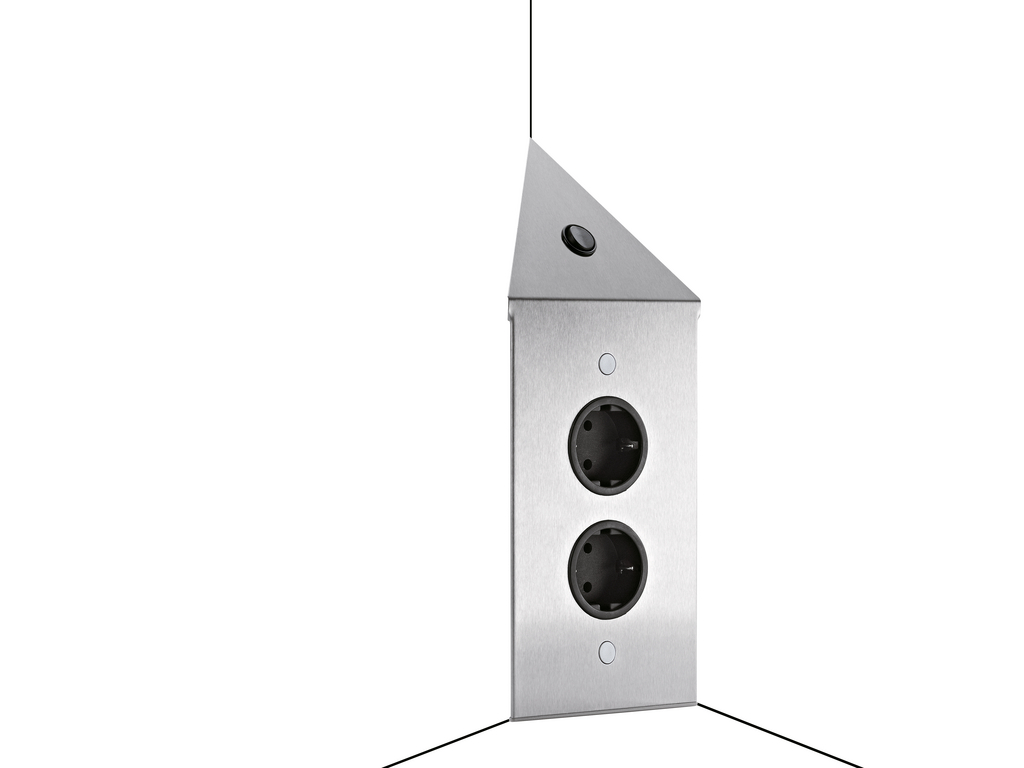 Naber Con-Aktiv® Mira ES4 Ecksteckdose Edelstahl mit Schalter 7053042