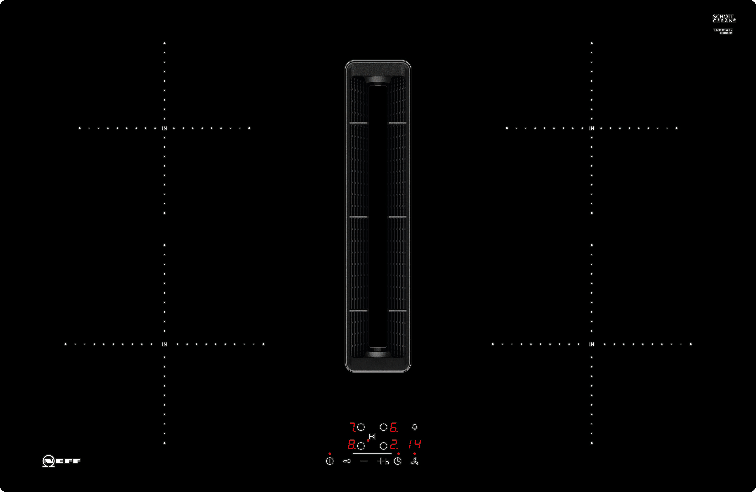 Induktionskochfeld mit Dunstabzug, 80 cm, Rahmenlos aufliegend, T48CB1AX2 (Ausstellungsgerät)