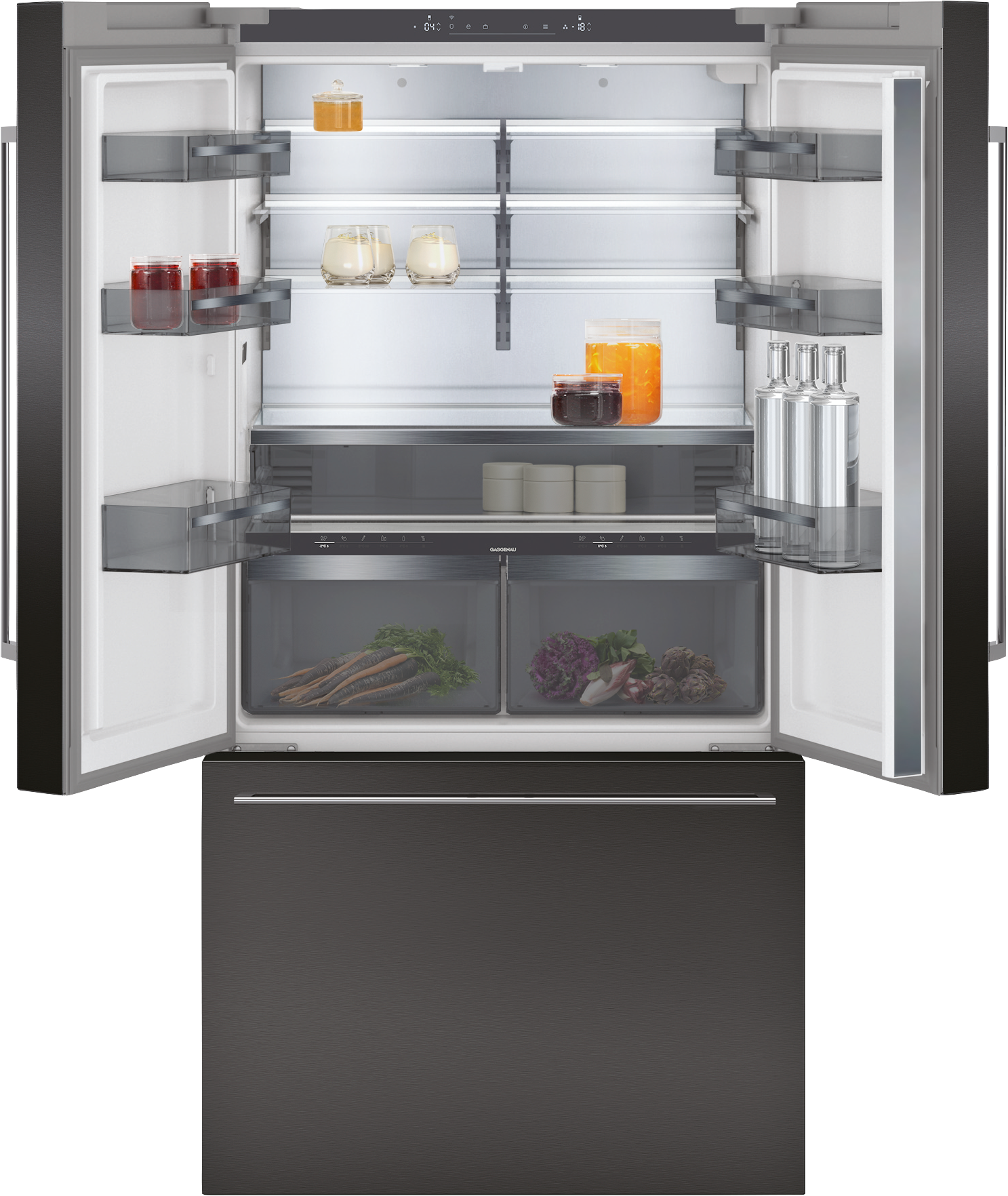 Serie 200, Kühl-Gefrier-Kombination, mehr-türig, 183 x 90.5 cm, Edelstahl schwarz, RY295350