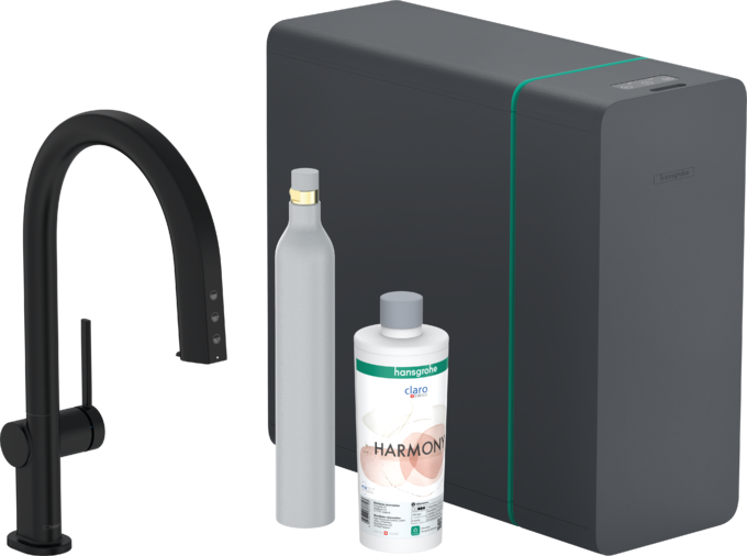 hansgrohe Aqittura M91 SodaSystem 210, Ausziehauslauf, 1jet, sBox Mattschwarz 76806670