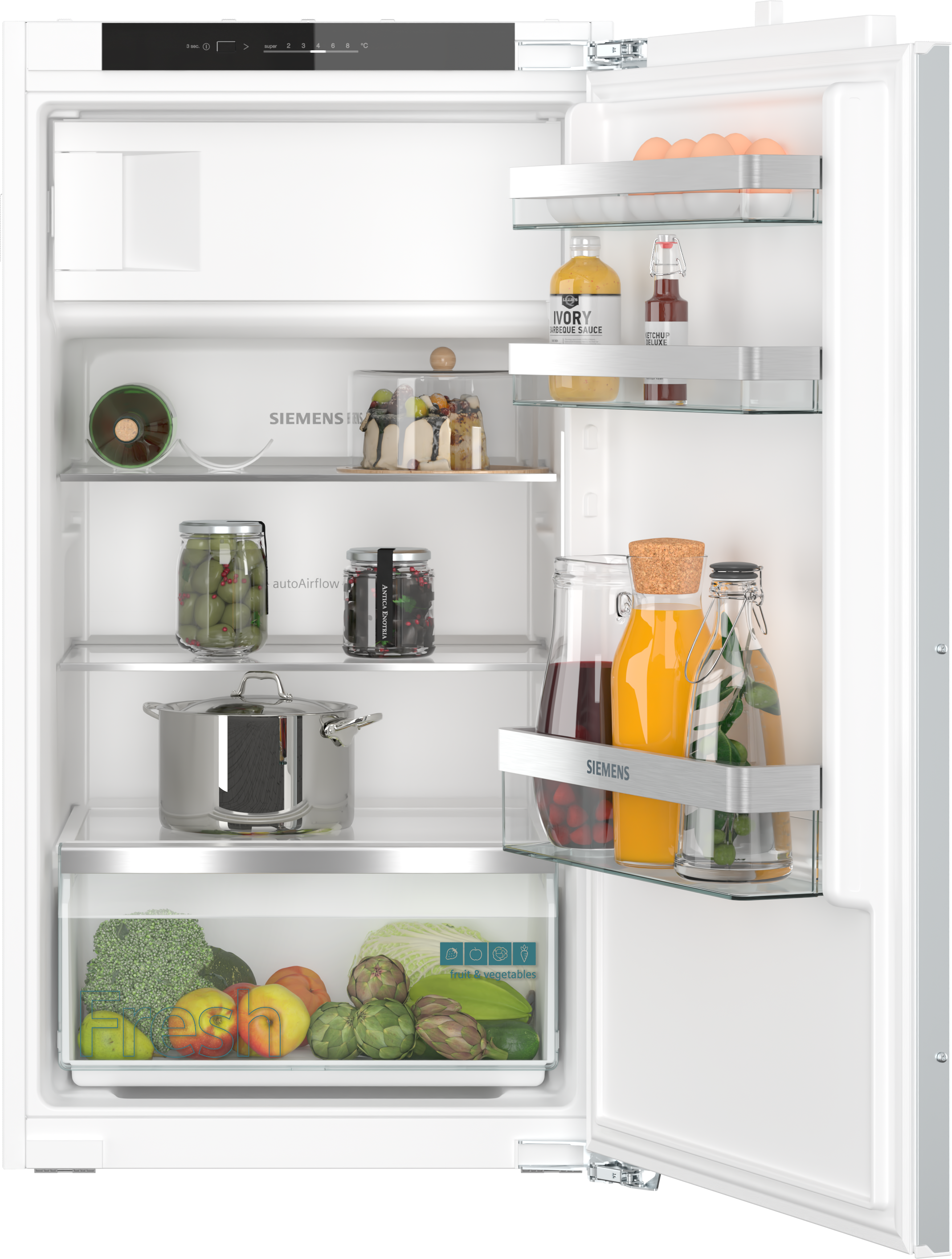 iQ300, Einbau-Kühlschrank mit Gefrierfach, 102.5 x 56 cm, Flachscharnier, KI32LVFE0