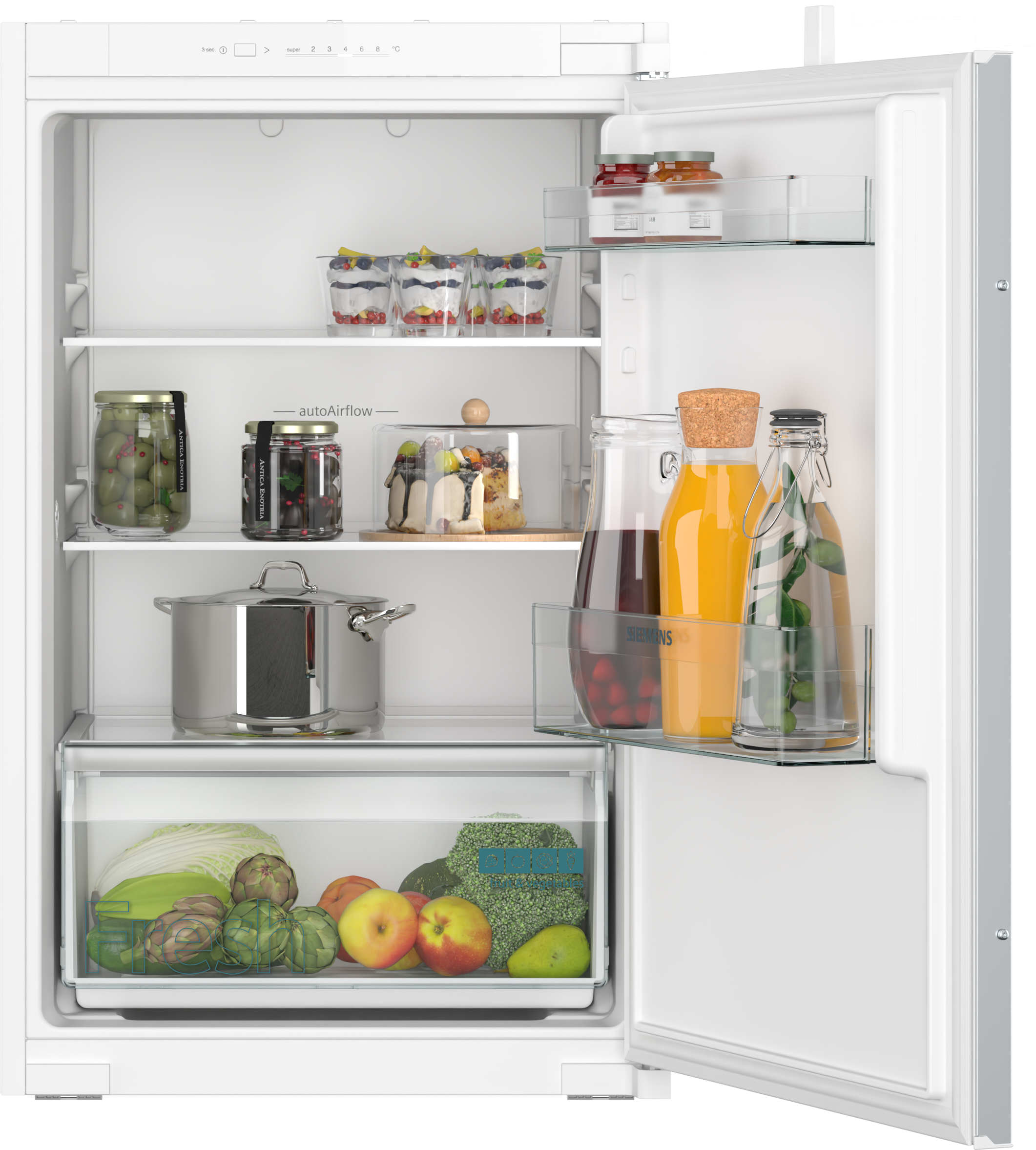 iQ100, Einbau-Kühlschrank, 88 x 56 cm, Schleppscharnier, KI21RNSE0