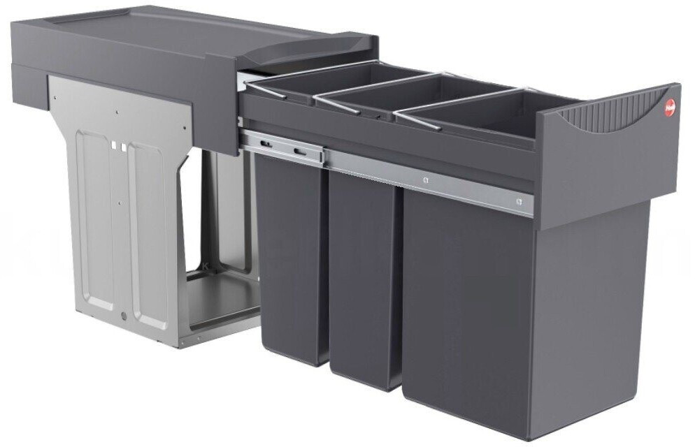 Hailo Einbaumülleimer AS Terzett 15/7/7, 3666191, für Schränke ab 30cm, Kunststoff, 15 & 2x 7 Liter