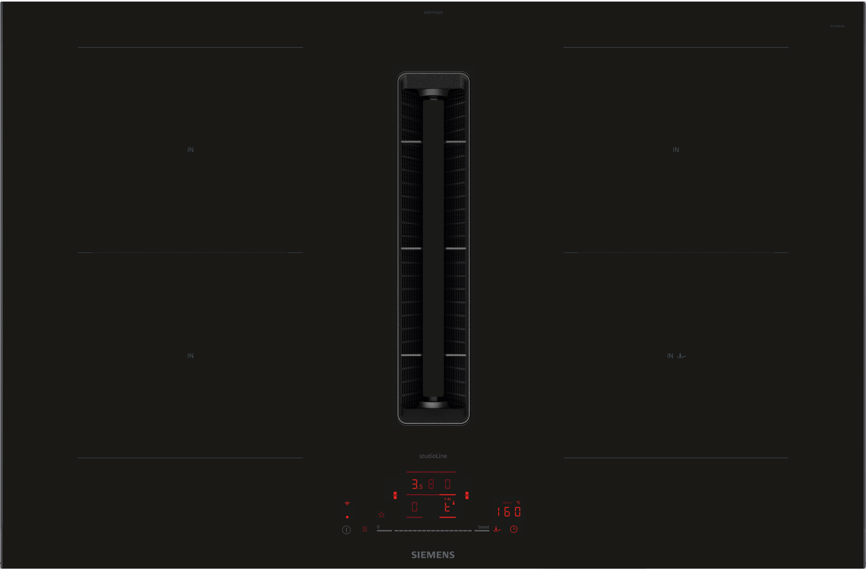 iQ500, Kochfeld mit Dunstabzug (Induktion), 80 cm, Mit Rahmen aufliegend, ED877HQ26E